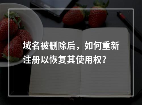域名被删除后,如何重新注册以恢复其使用权?