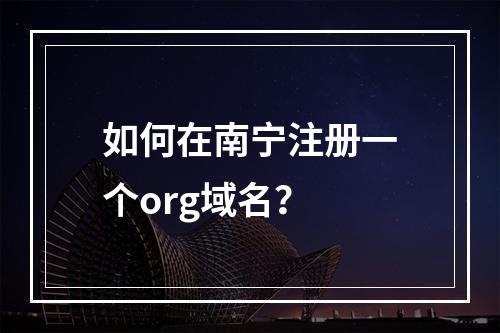 如何在南宁注册一个org域名?