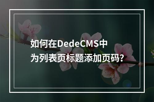 如何在DedeCMS中为列表页标题添加页码?
