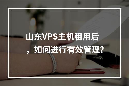 山东VPS主机租用后,如何进行有效管理?