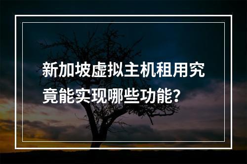 新加坡虚拟主机租用究竟能实现哪些功能?