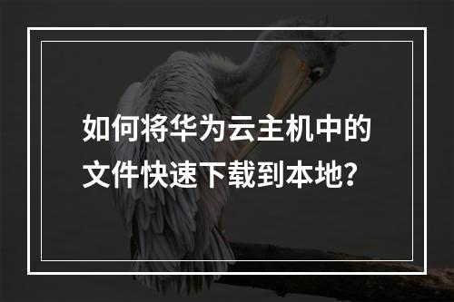 如何将华为云主机中的文件快速下载到本地？