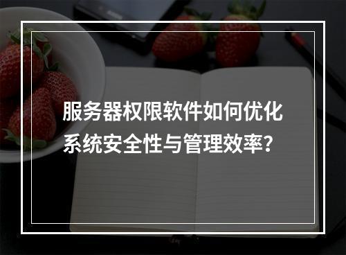 服务器权限软件如何优化系统安全性与管理效率?