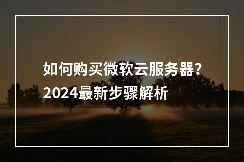 如何购买微软云服务器？2024最新步骤解析