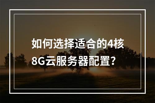 如何选择适合的4核8G云服务器配置？