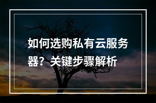 如何选购私有云服务器？关键步骤解析
