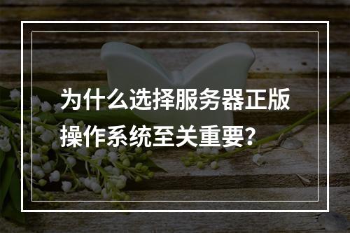为什么选择服务器正版操作系统至关重要?