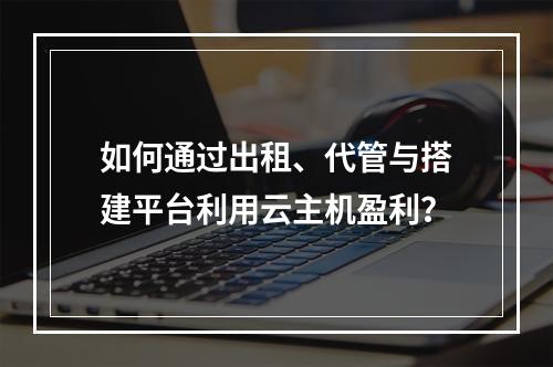 如何通过出租、代管与搭建平台利用云主机盈利？