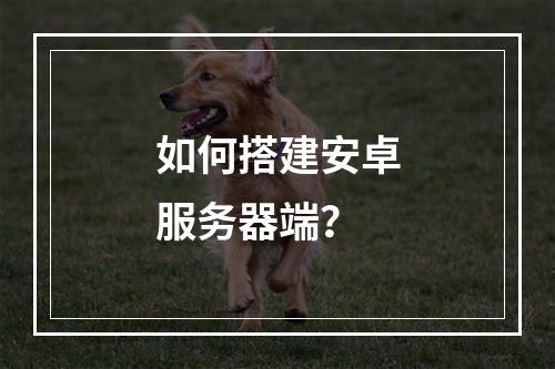 如何搭建安卓服务器端?