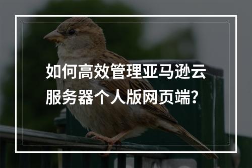如何高效管理亚马逊云服务器个人版网页端？
