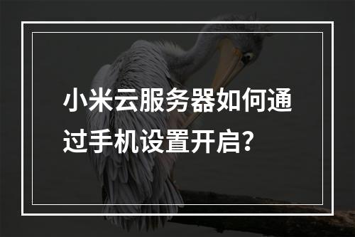 小米云服务器如何通过手机设置开启？