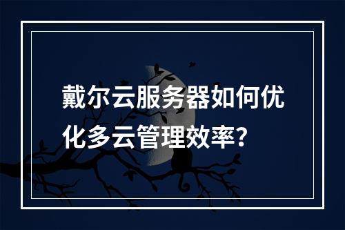 戴尔云服务器如何优化多云管理效率？