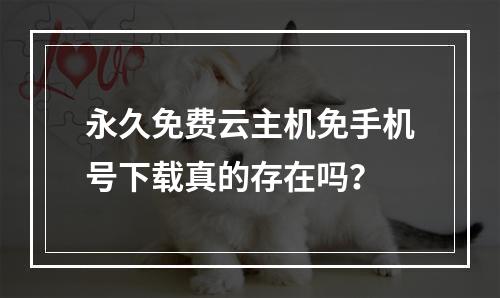 永久免费云主机免手机号下载真的存在吗？