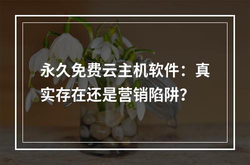 永久免费云主机软件：真实存在还是营销陷阱？