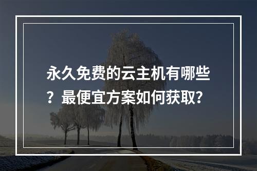 永久免费的云主机有哪些？最便宜方案如何获取？