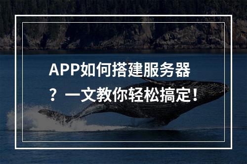 APP如何搭建服务器?一文教你轻松搞定!