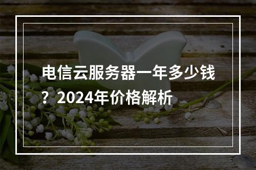 电信云服务器一年多少钱？2024年价格解析