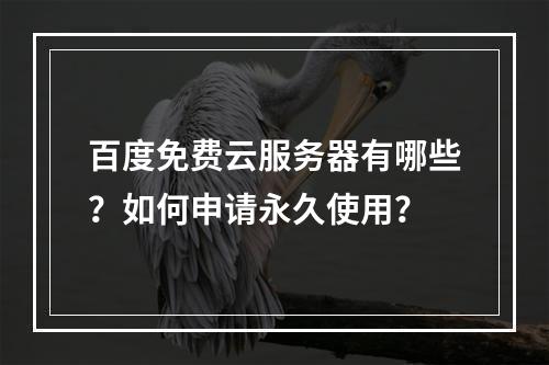 百度免费云服务器有哪些？如何申请永久使用？