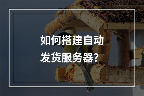 如何搭建自动发货服务器?