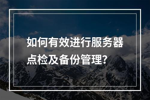 如何有效进行服务器点检及备份管理?