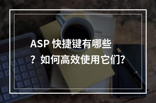 ASP 快捷键有哪些?如何高效使用它们?