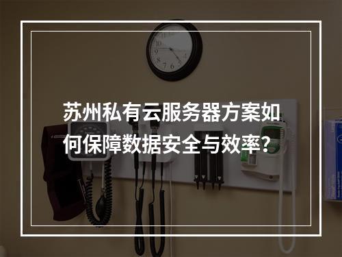 苏州私有云服务器方案如何保障数据安全与效率？