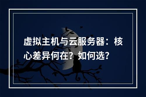虚拟主机与云服务器：核心差异何在？如何选？