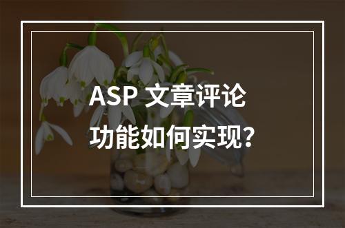 ASP 文章评论功能如何实现?