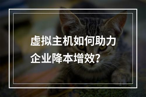 虚拟主机如何助力企业降本增效？