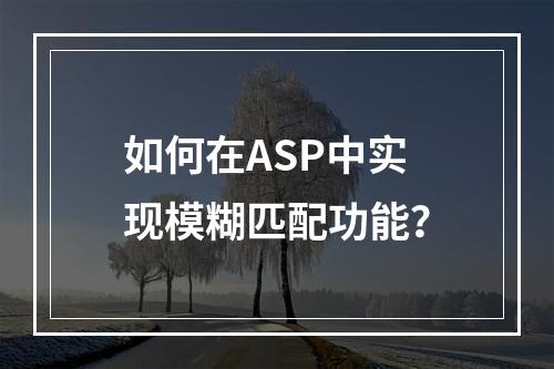 如何在ASP中实现模糊匹配功能?