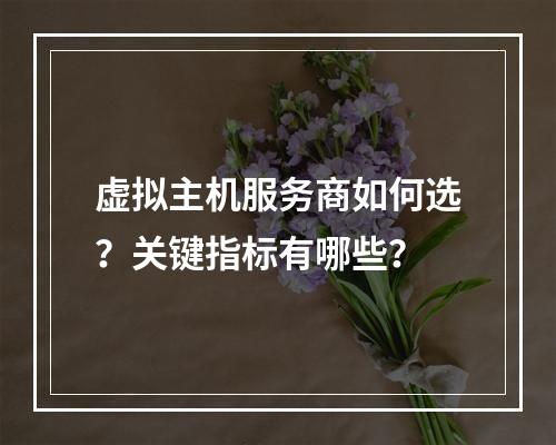 虚拟主机服务商如何选？关键指标有哪些？