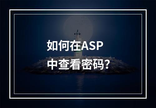 如何在ASP中查看密码?