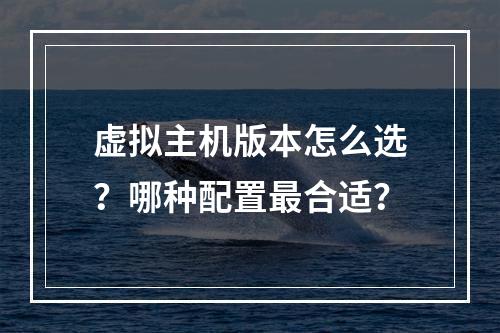虚拟主机版本怎么选？哪种配置最合适？