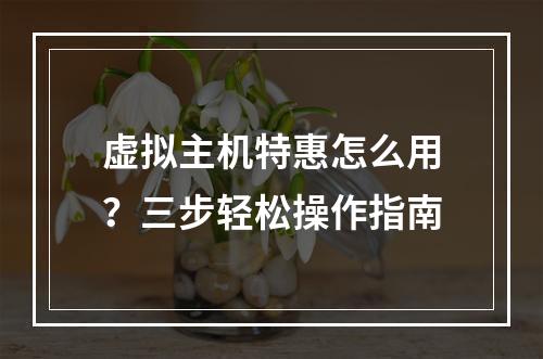 虚拟主机特惠怎么用？三步轻松操作指南