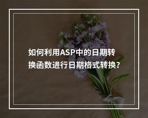 如何利用ASP中的日期转换函数进行日期格式转换?