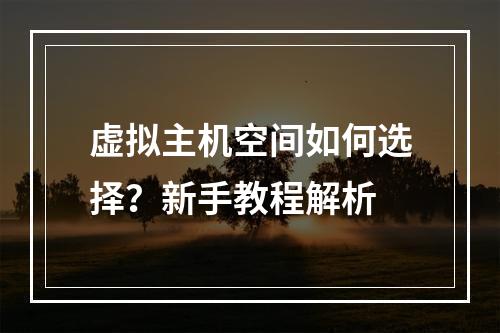 虚拟主机空间如何选择？新手教程解析