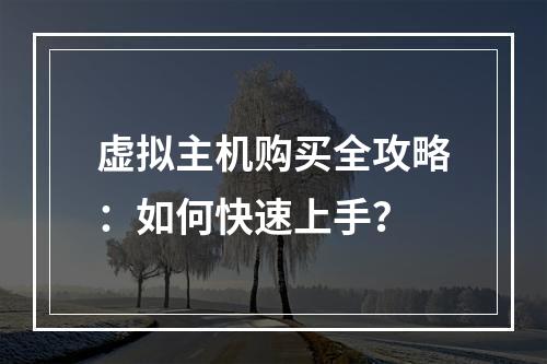 虚拟主机购买全攻略：如何快速上手？