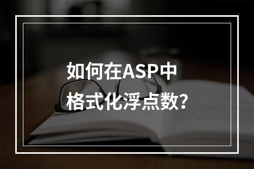 如何在ASP中格式化浮点数?