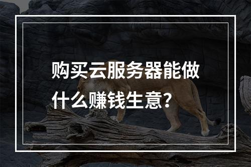购买云服务器能做什么赚钱生意？