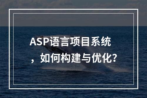 ASP语言项目系统,如何构建与优化?