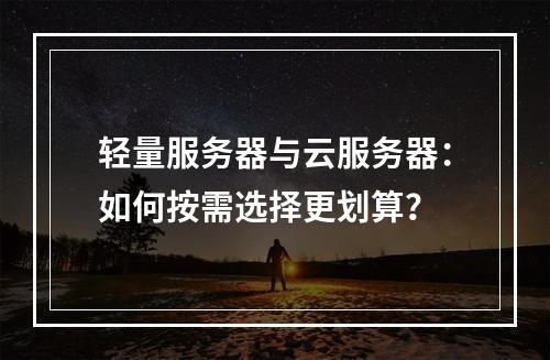 轻量服务器与云服务器：如何按需选择更划算？