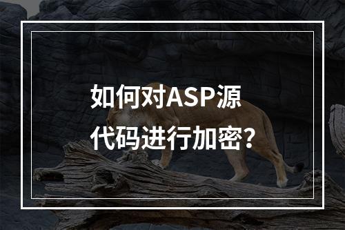 如何对ASP源代码进行加密?