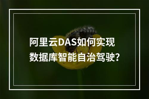 阿里云DAS如何实现数据库智能自治驾驶？