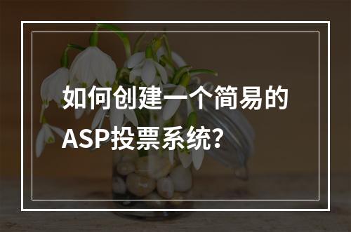 如何创建一个简易的ASP投票系统?