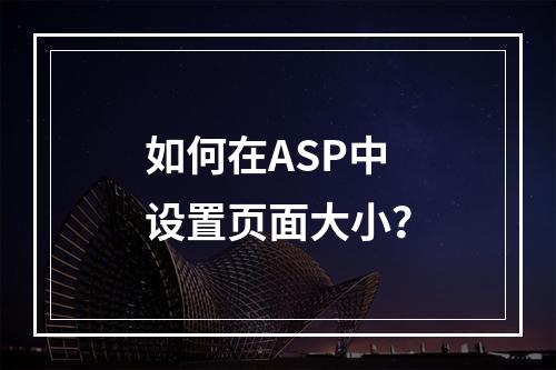 如何在ASP中设置页面大小?