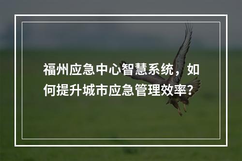 福州应急中心智慧系统,如何提升城市应急管理效率?