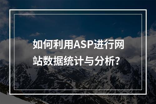 如何利用ASP进行网站数据统计与分析?