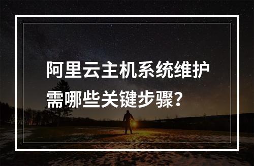 阿里云主机系统维护需哪些关键步骤？