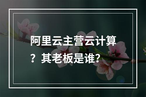 阿里云主营云计算？其老板是谁？