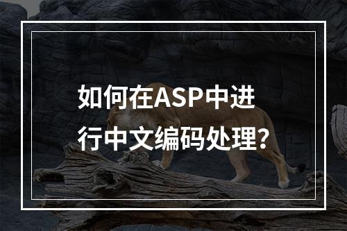 如何在ASP中进行中文编码处理?